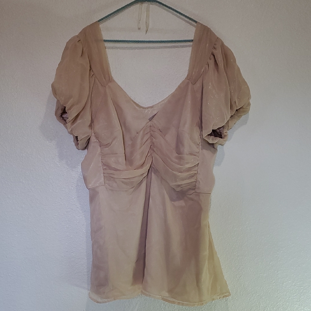 Johnny Martin Woman's Elegant Satin Chiffon Cream Blouse